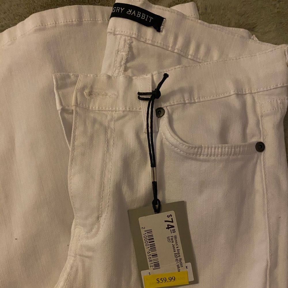 Angry Rabbit white flare bottom pants